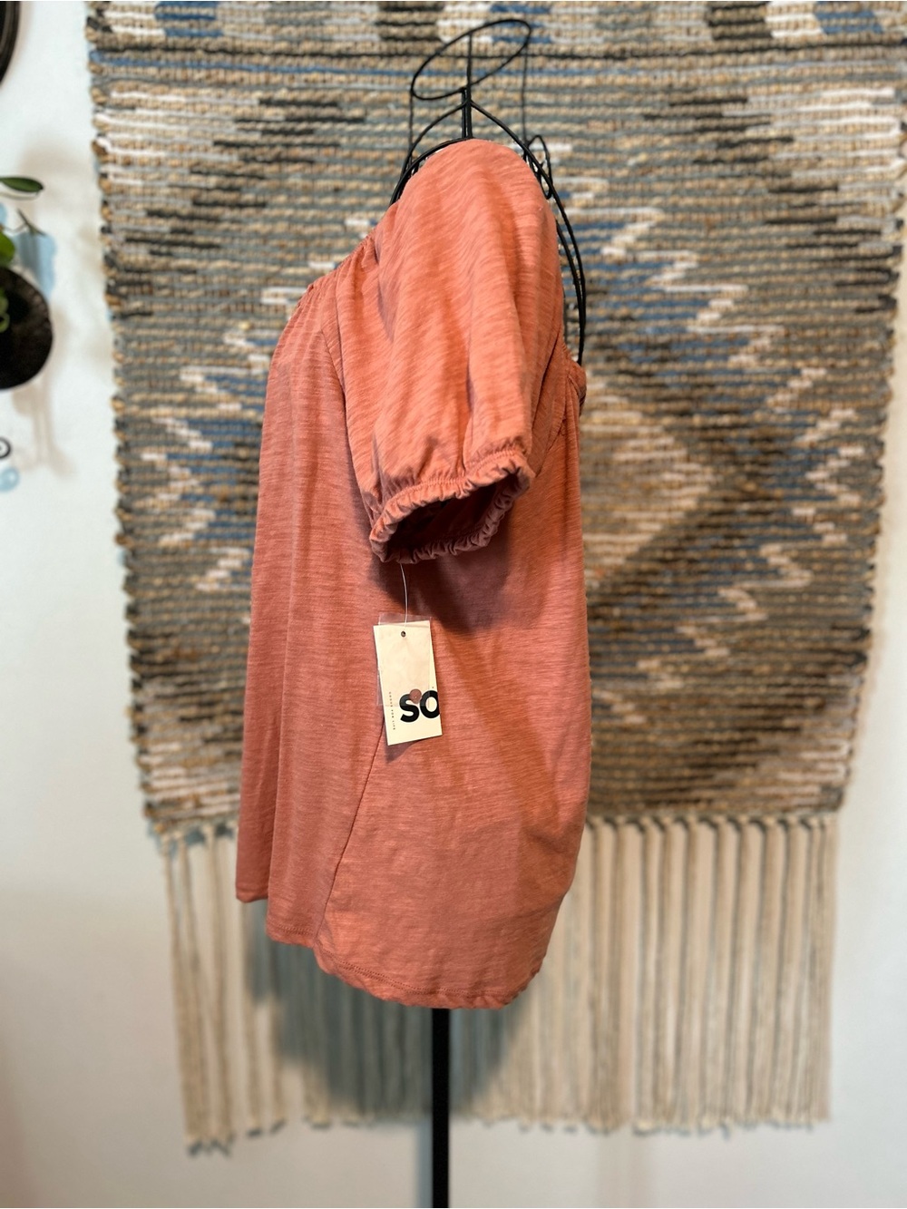 SO Rust Button-Front Off-Shoulder Top - Picture 4 of 7
